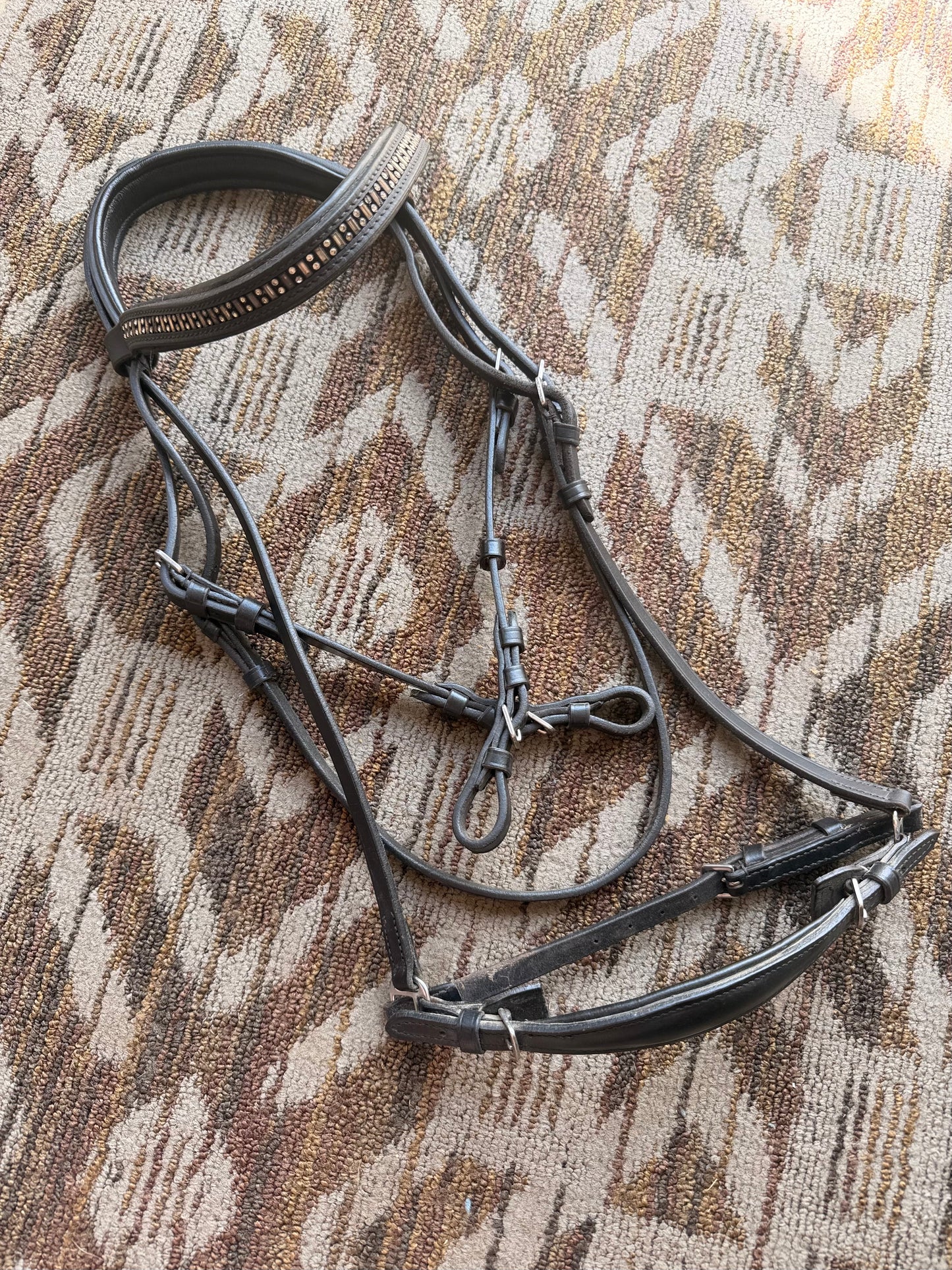 Black Padded Bridle w/ Dropped Noseband