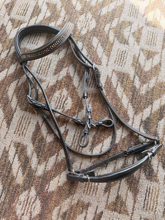 Black Padded Bridle w/ Dropped Noseband