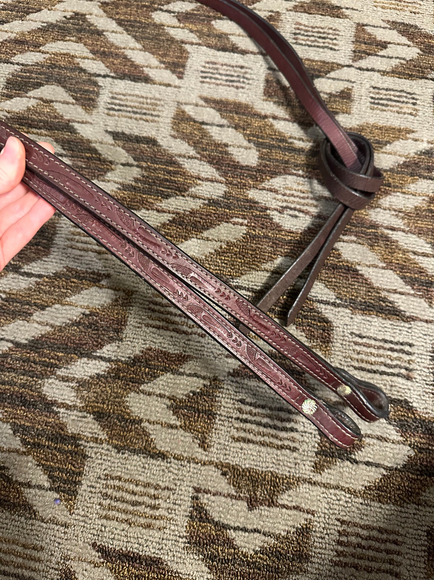 Tooled Leather Split Reins