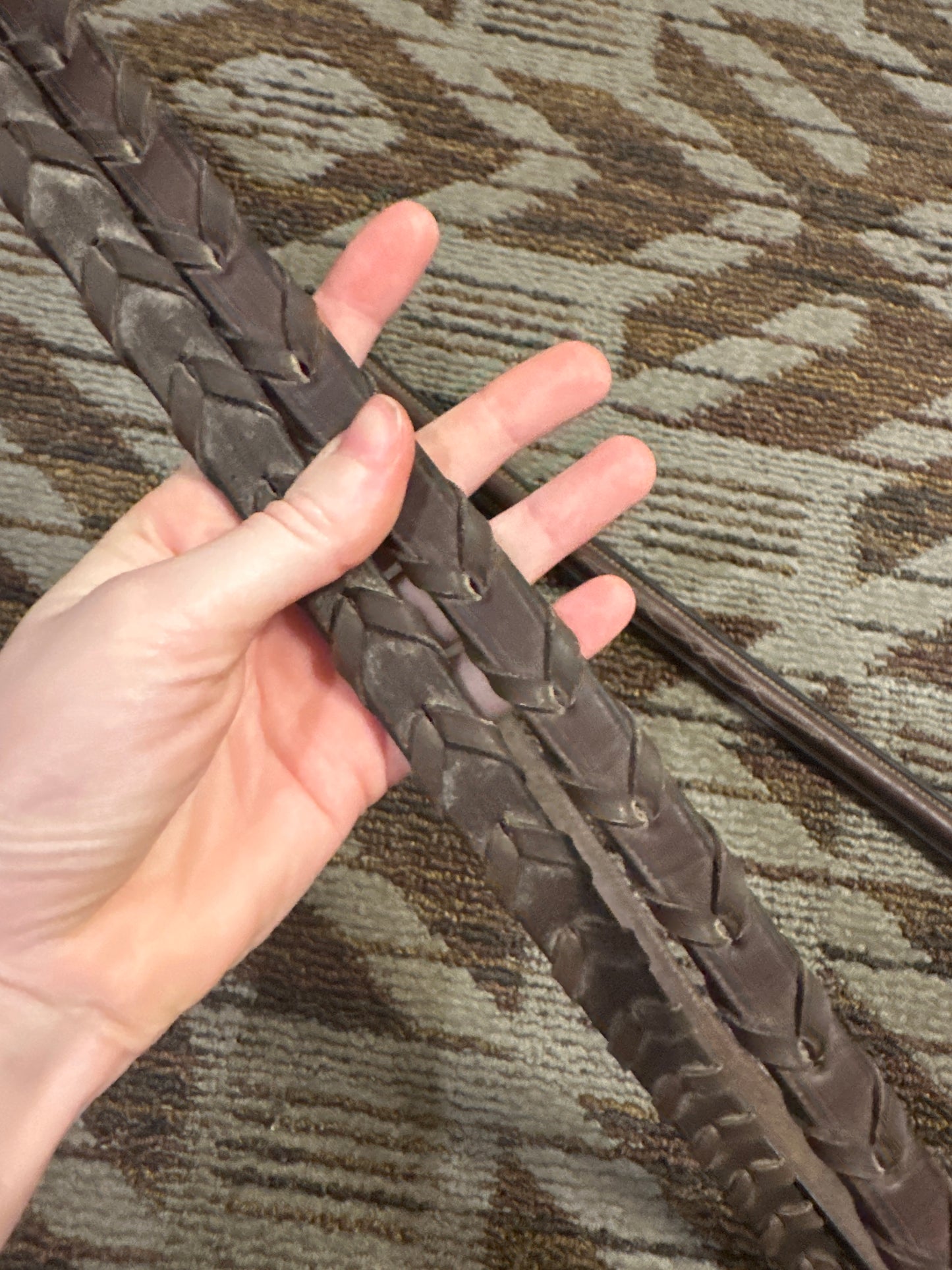 Brown Fancy Stitched Laced Reins