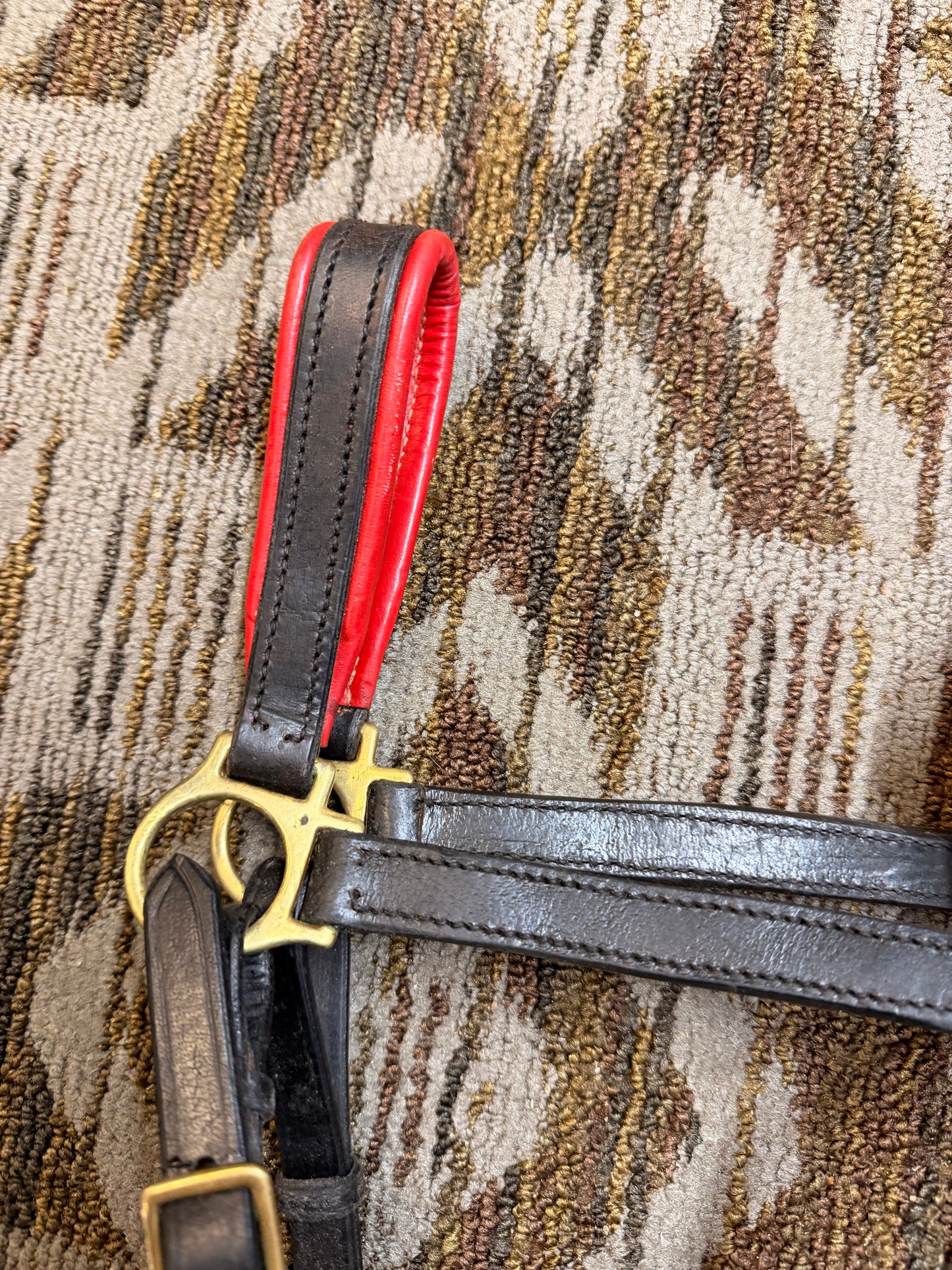 Black and Red Padded Leather Halter