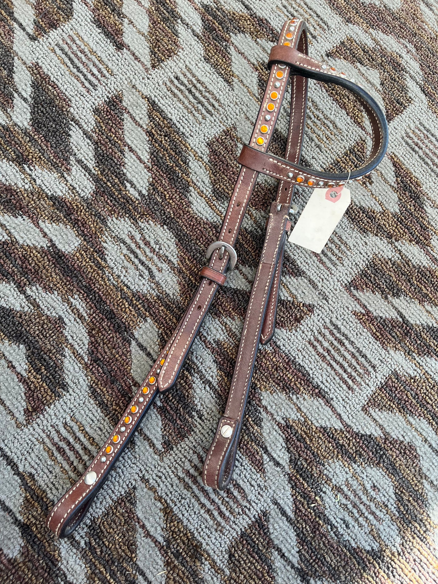 Riata Orange Blingy One Ear Headstall
