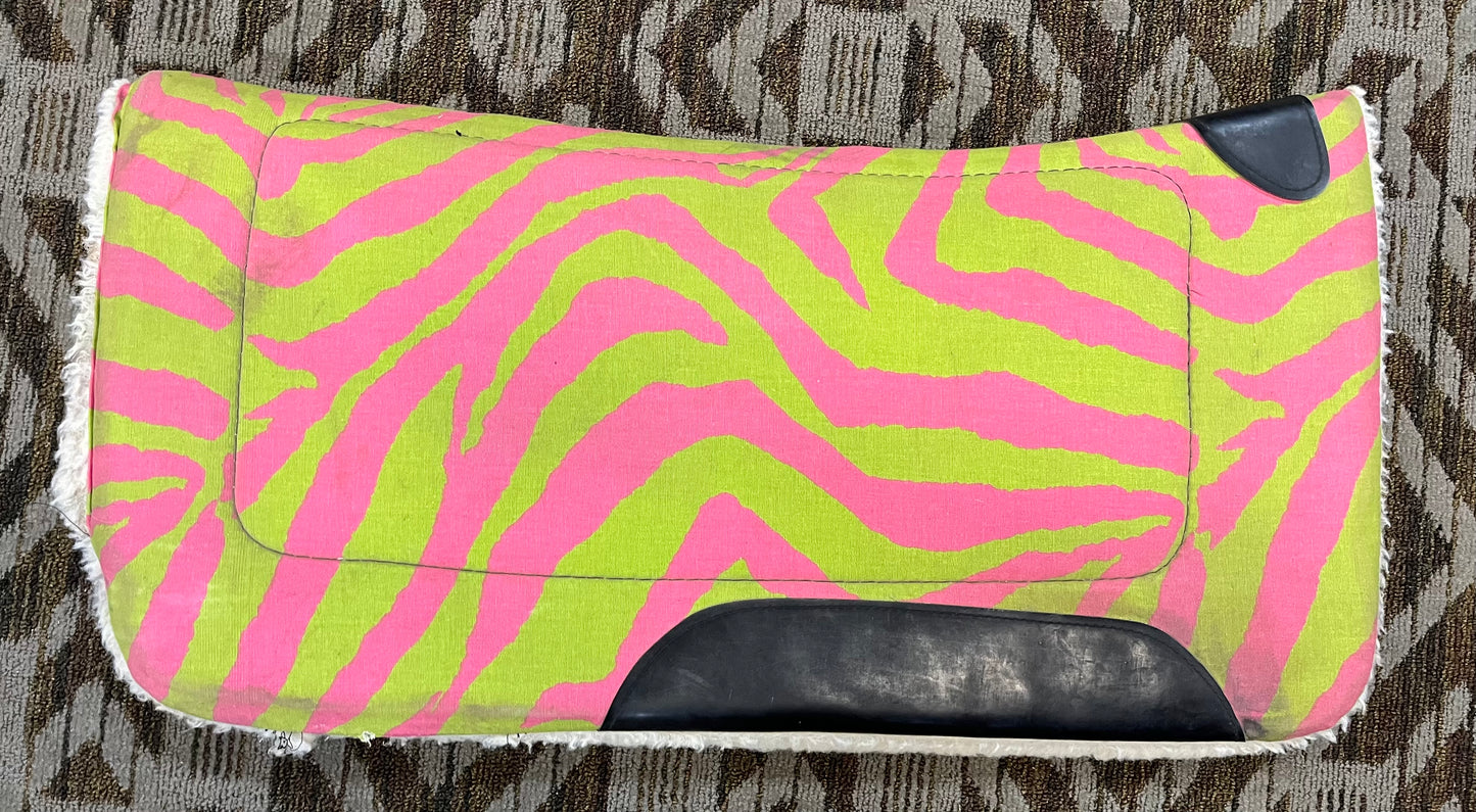 Pink & Green Zebra Saddle Pad