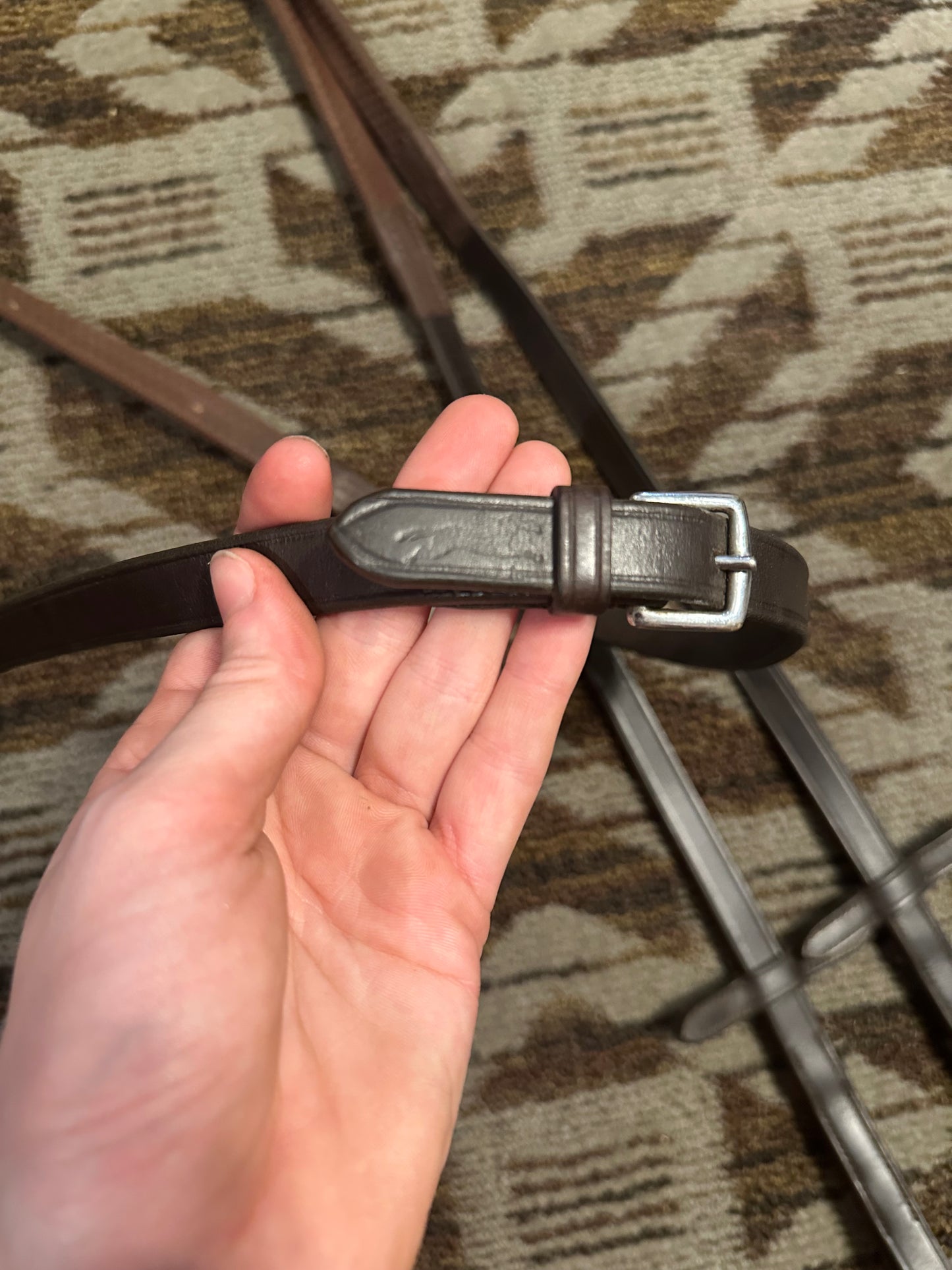 Schockemohle Brown Rubber Reins w/ Stops