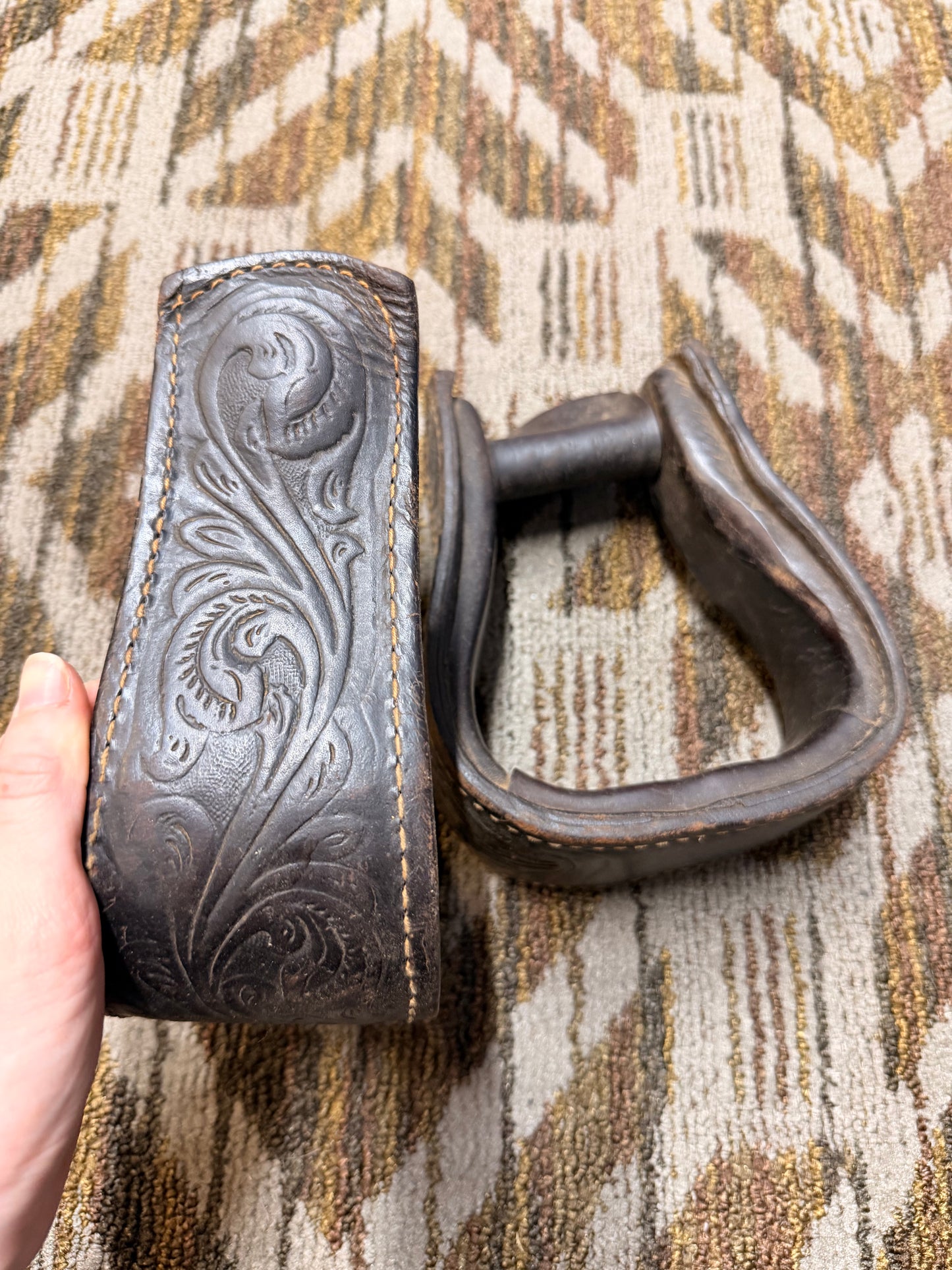 Leather Tooled Stirrups