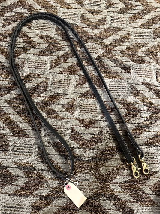 Dark Brown Collegiate Laced Reins w/ Brass Clips