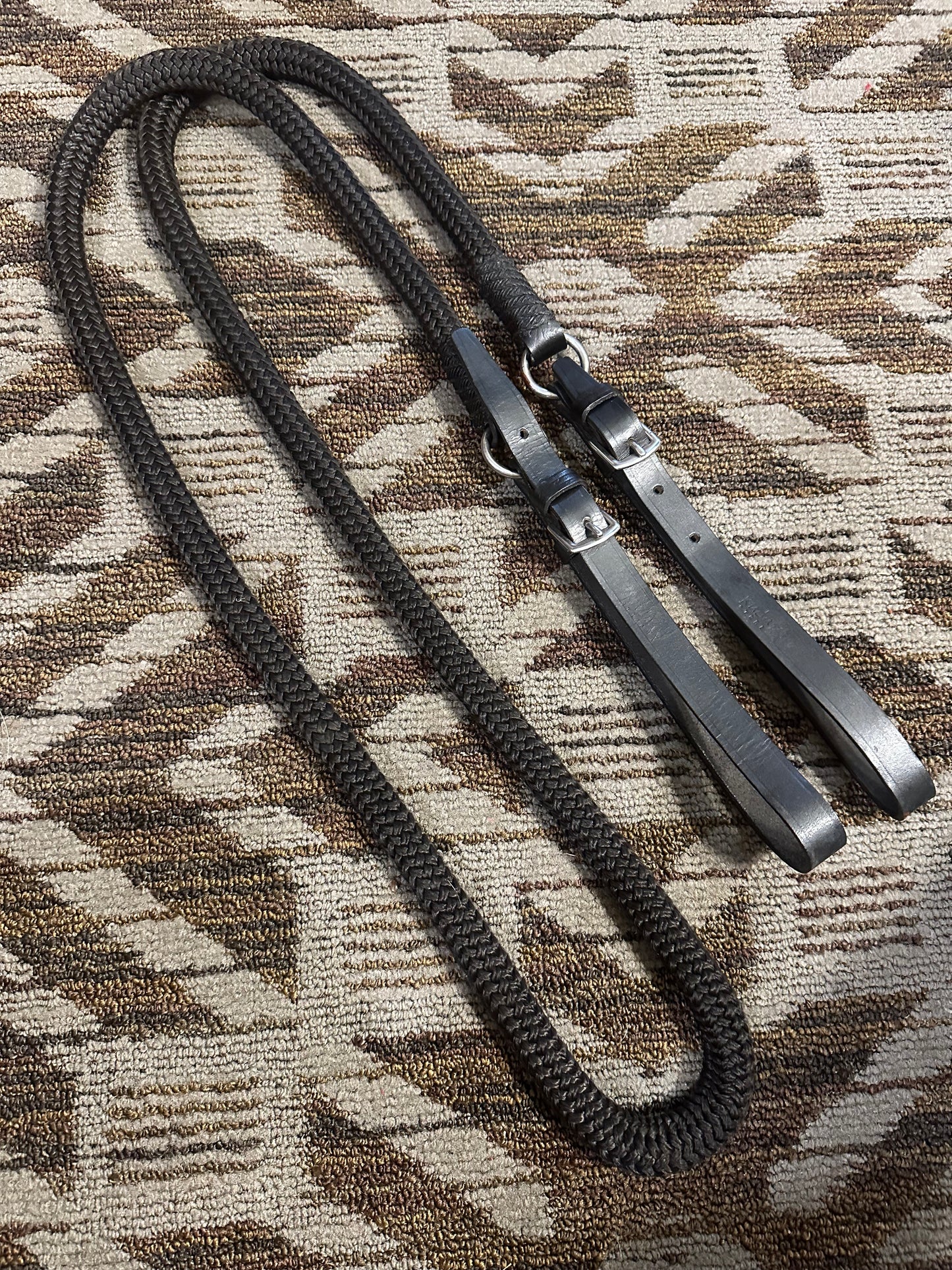 Kuda Nylon Reins w/ Leather Ends
