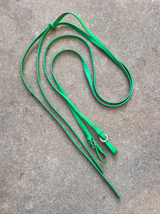 Green Biothane Buckle Split Reins