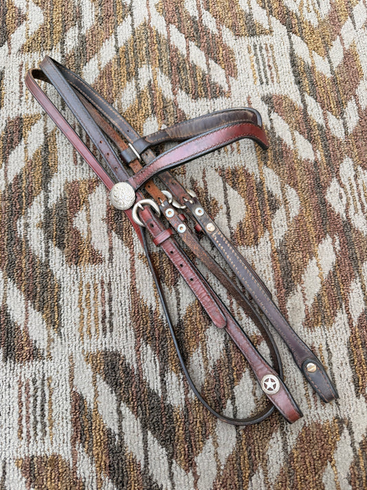 Shaped Leather Headstall w/ Star Conchos