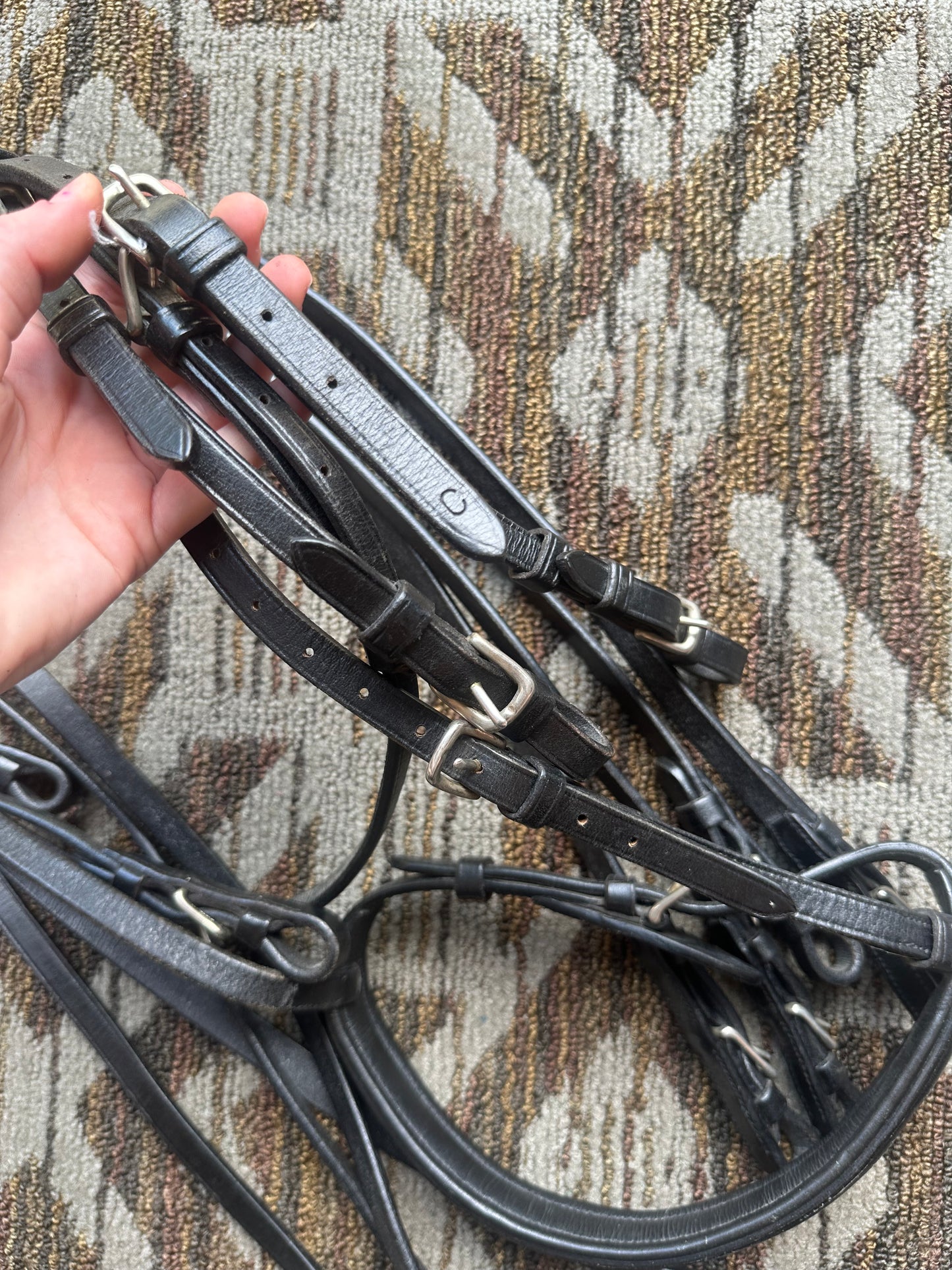 Black Padded Double Bridle w/ Reins