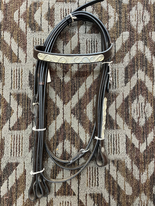 Dark Oil Show Headstall w/ Reins