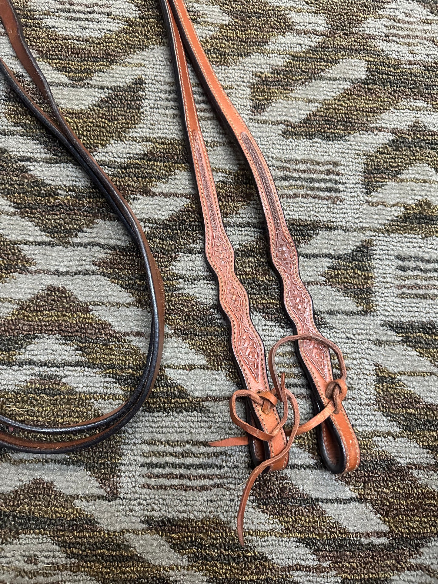 Tooled Leather Split Reins