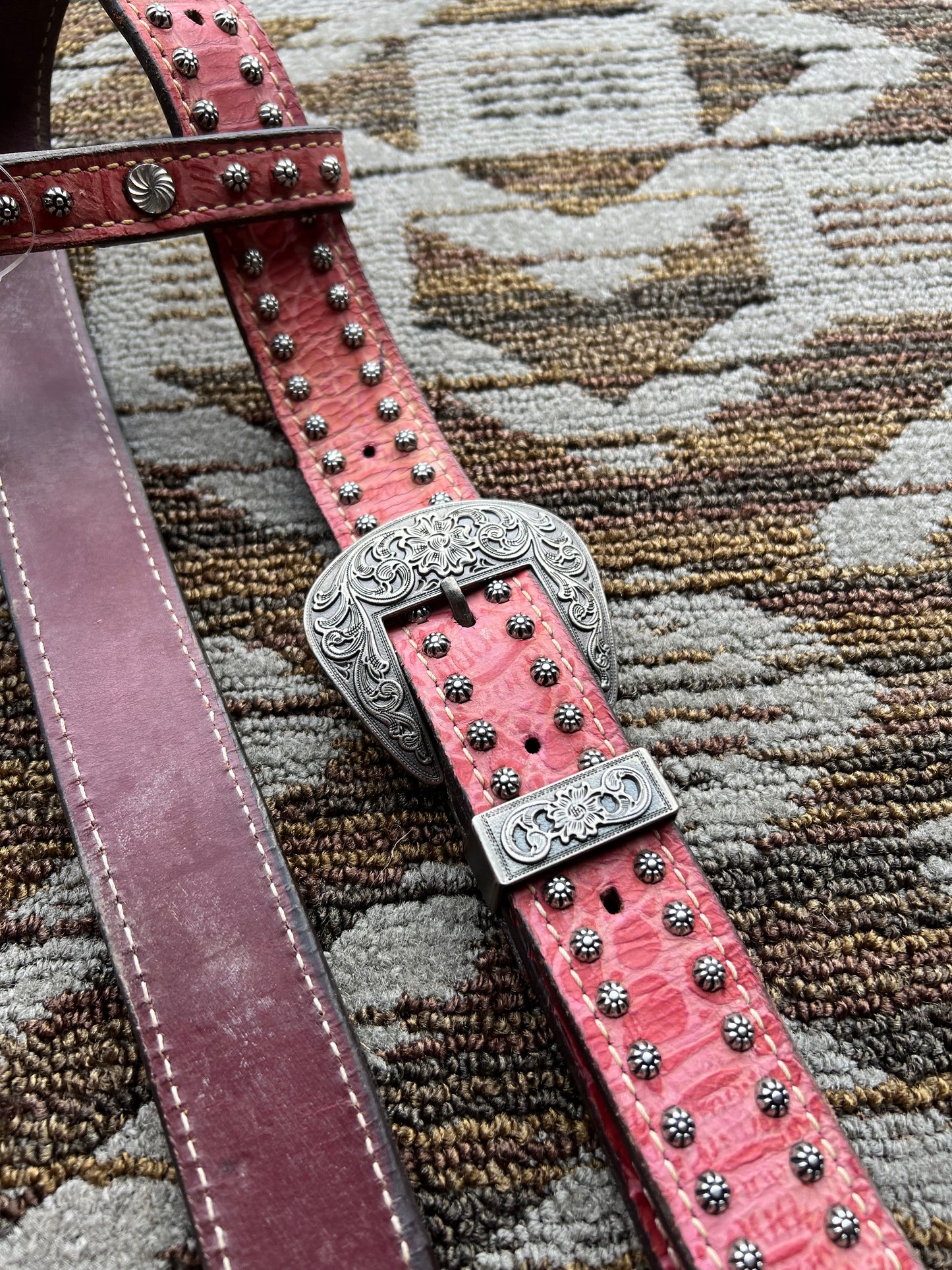 Pink Studded Belt Headstall