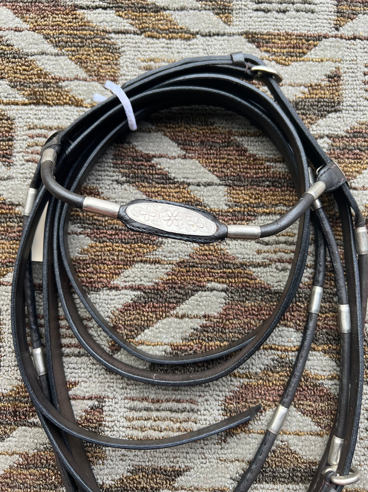 Rolled Silver Bridle w/ Matching Reins