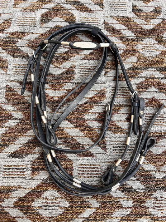 Silver Rolled Headstall w/ Matching Reins