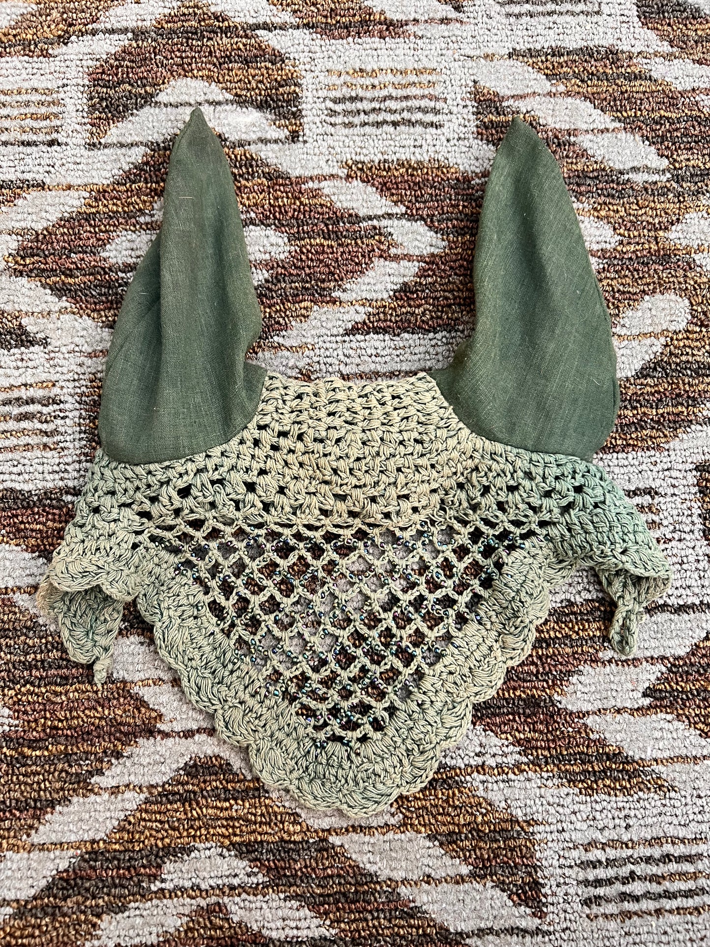 Hunter Green Beaded Bonnet