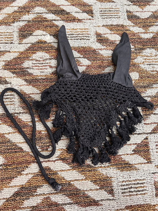 Black Tassled Pony Bonnet