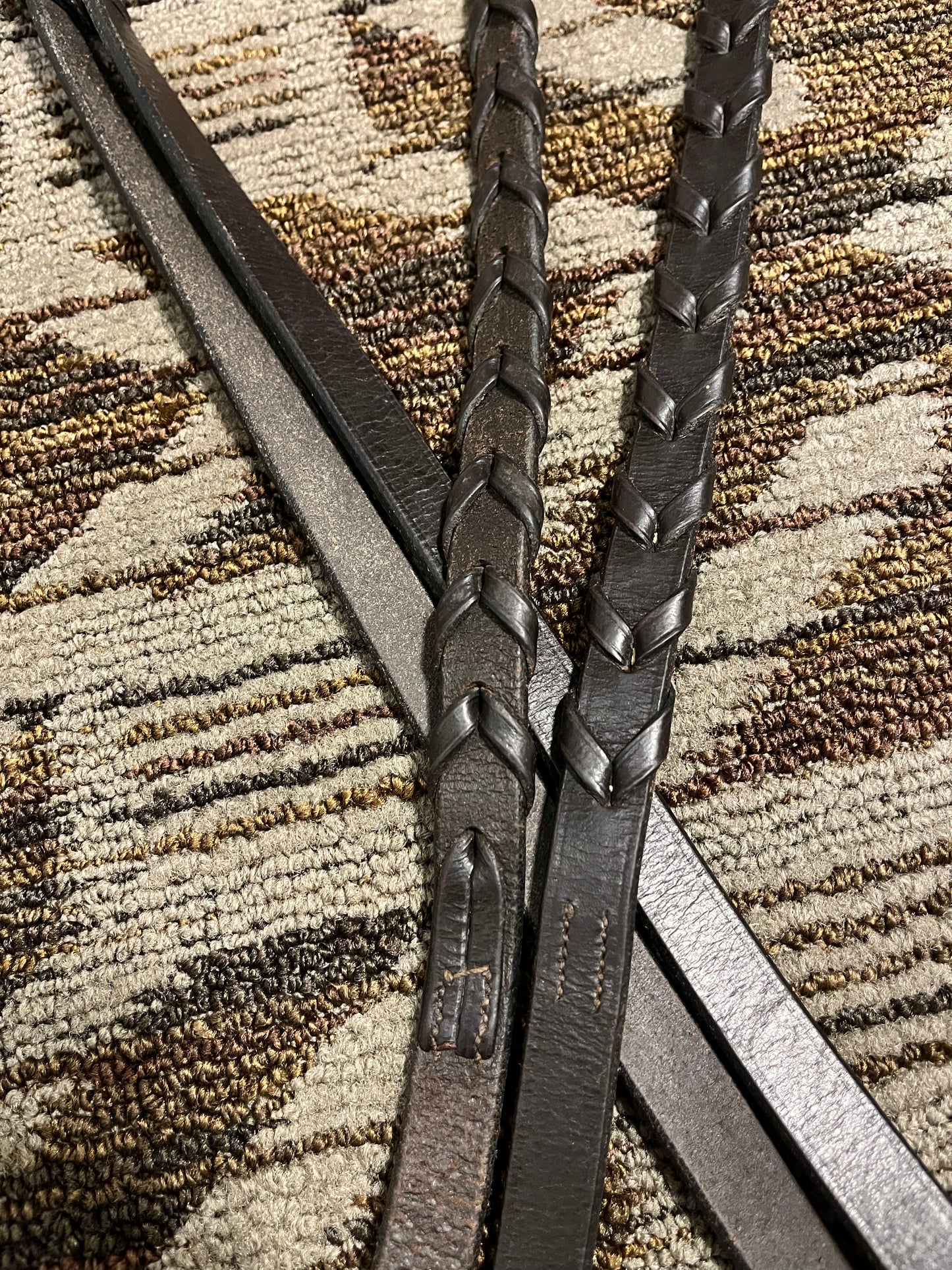Dark Brown Leather Laced Reins