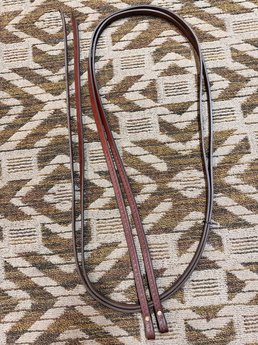 Tooled Dark Oil Split Reins