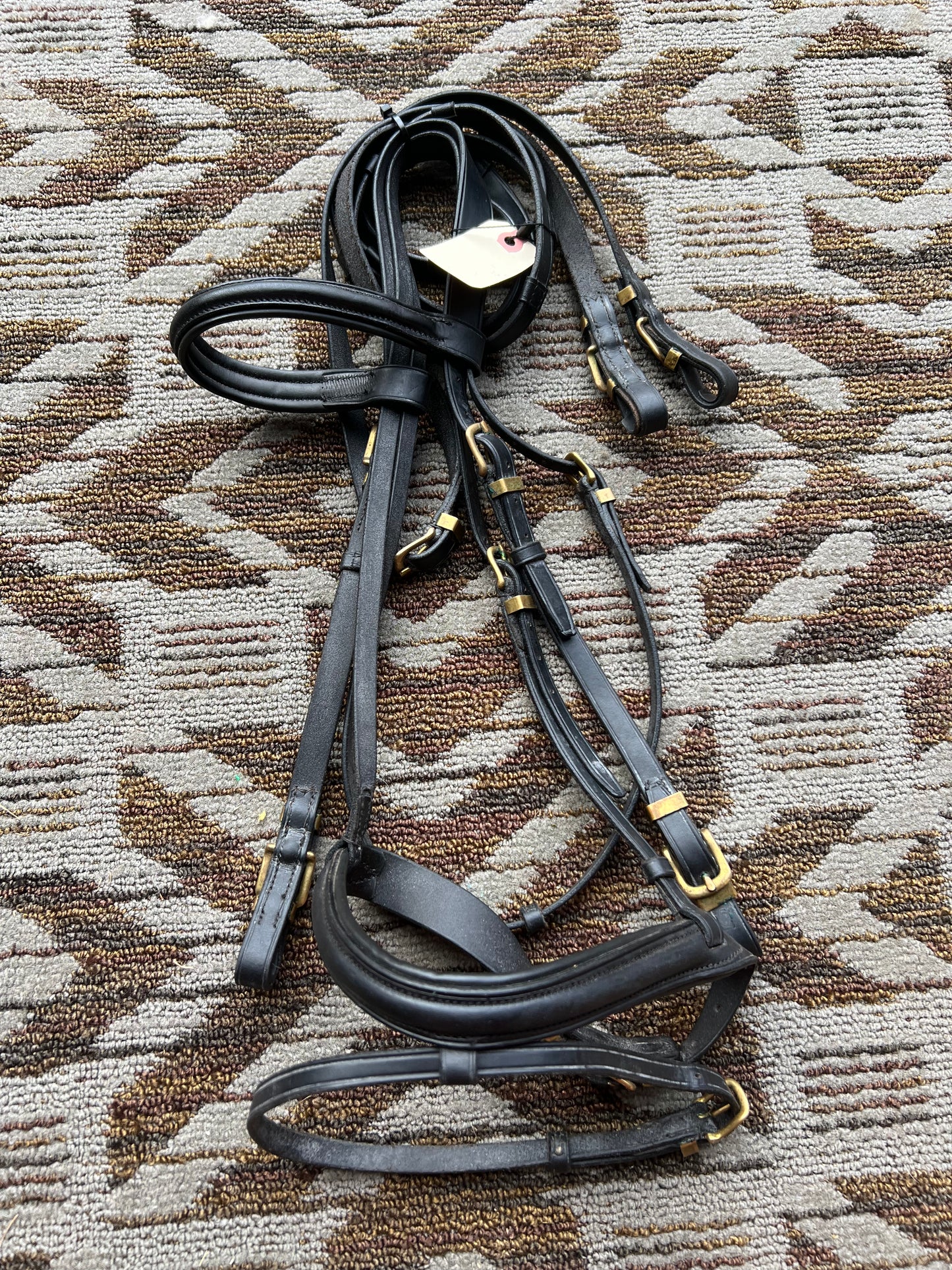 Black Bridle w/ Brass Hardware and Matching Reins