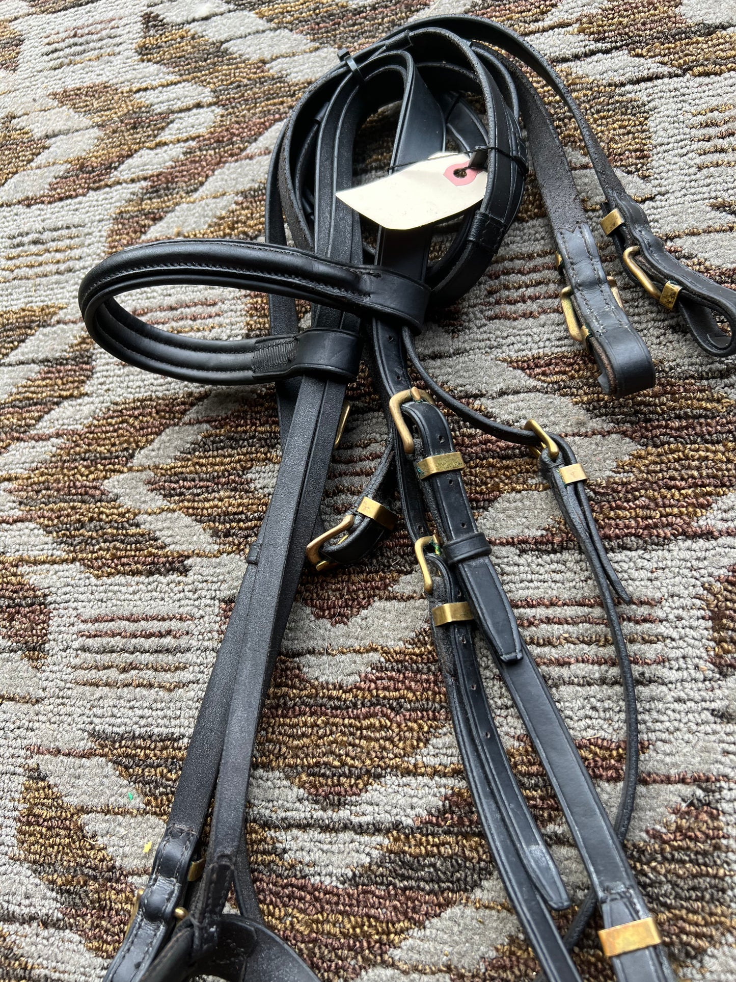 Black Bridle w/ Brass Hardware and Matching Reins