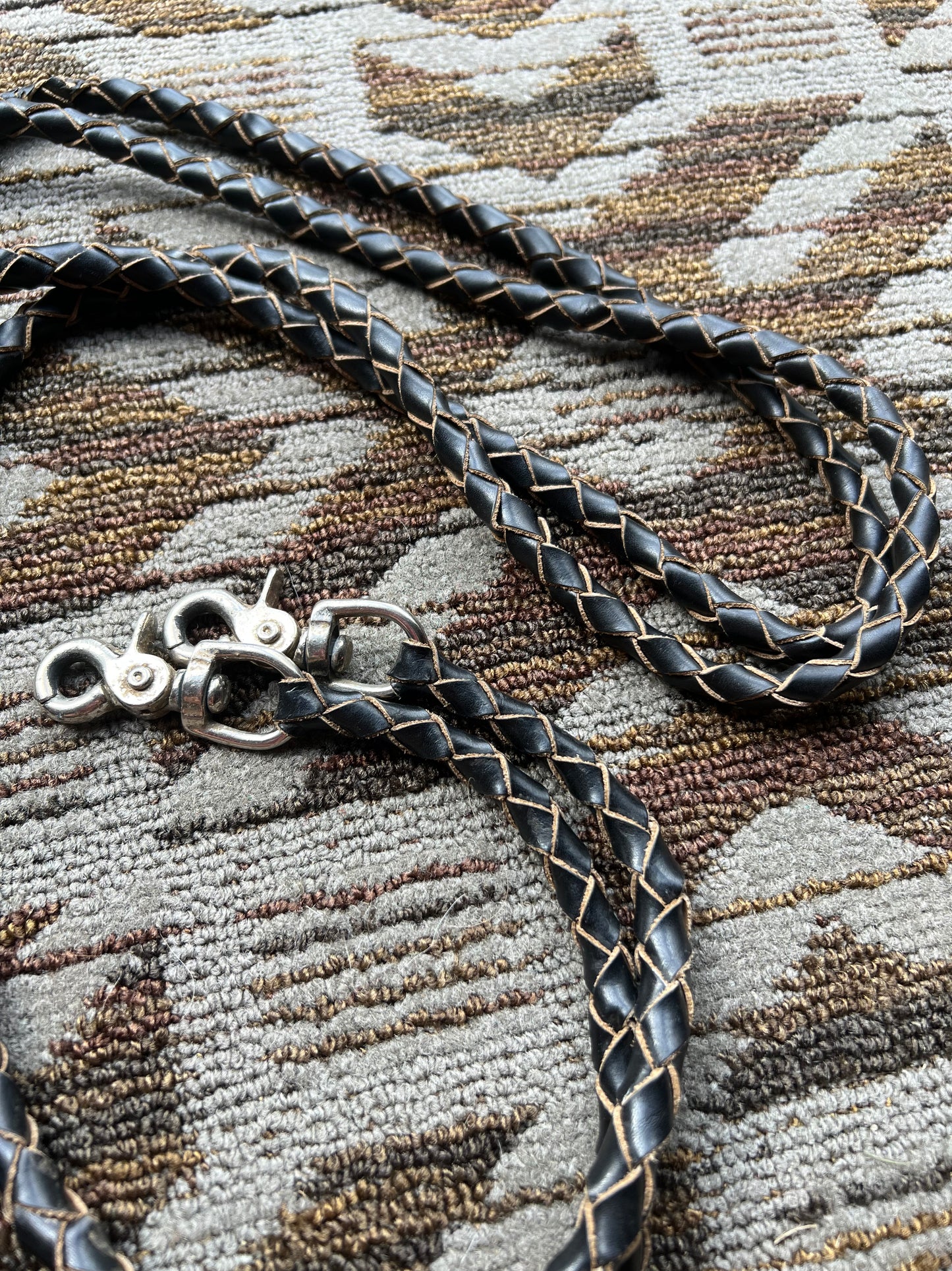 Black Leather Rolled Reins