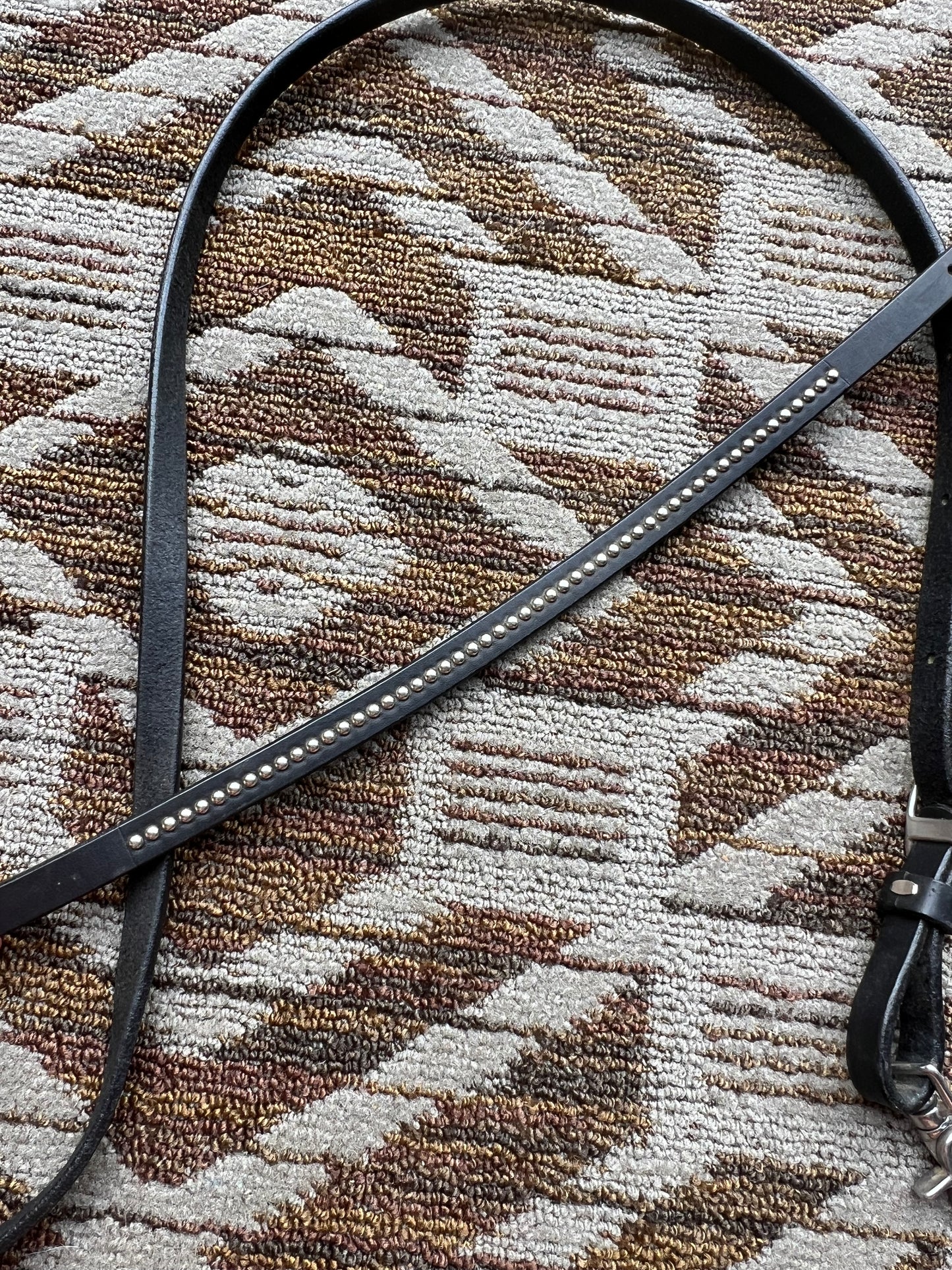 Weaver Black Studded Leather Loop Reins