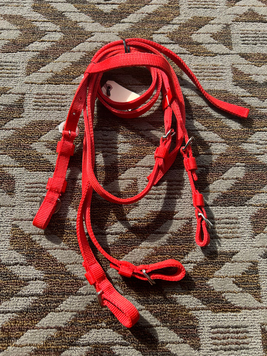 Red Nylon Pony Bridle w/ Matching Reins