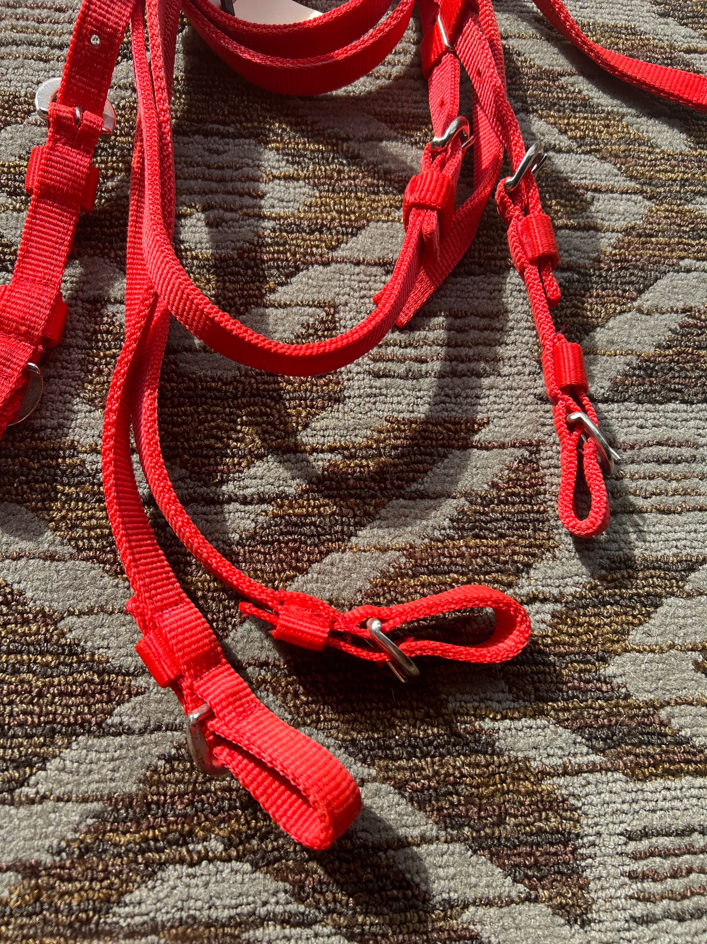 Red Nylon Pony Bridle w/ Matching Reins