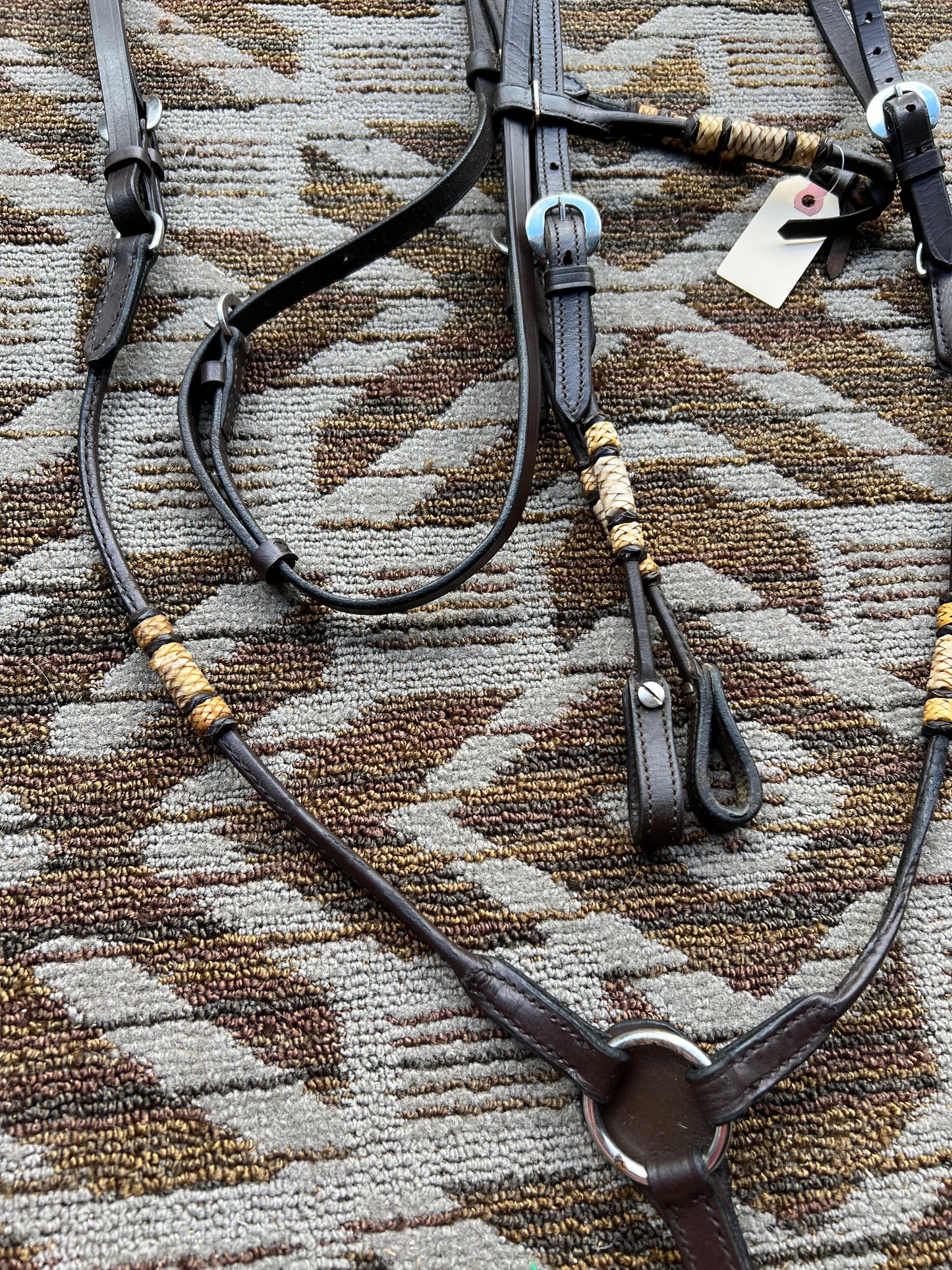 Brown Rolled Rawhide Tack Set