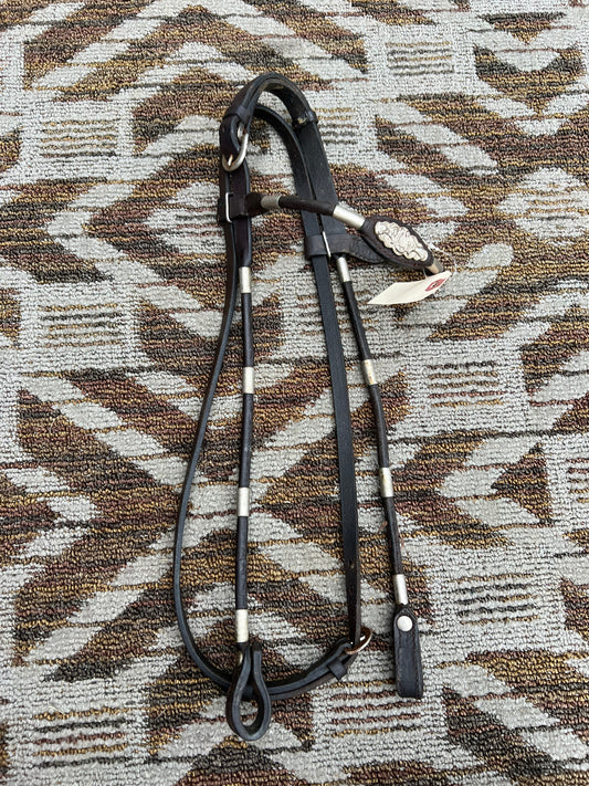 Dark Brown Rolled Silver Bridle