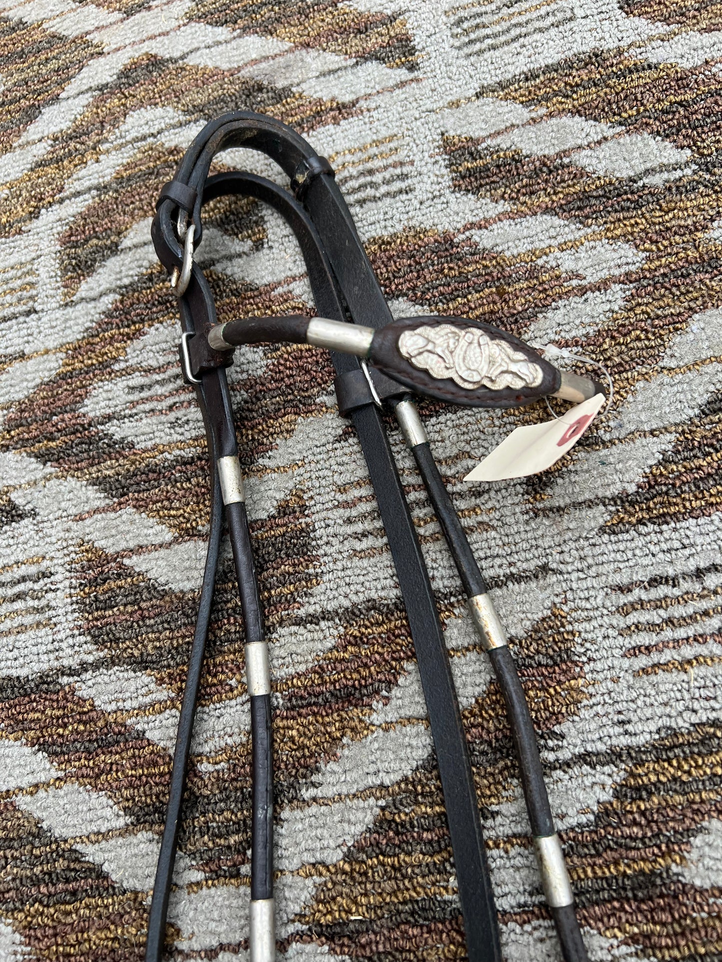 Dark Brown Rolled Silver Bridle