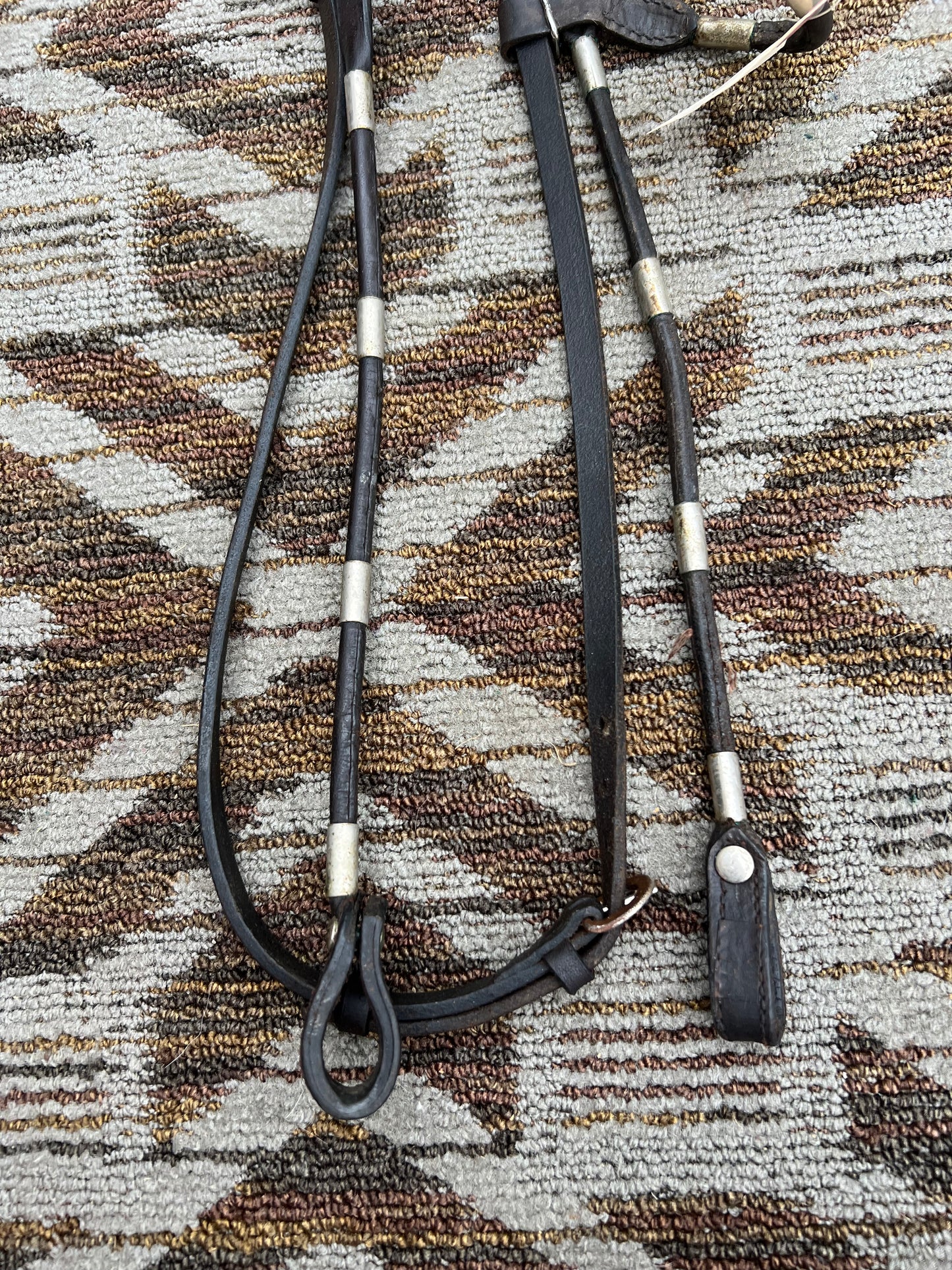 Dark Brown Rolled Silver Bridle