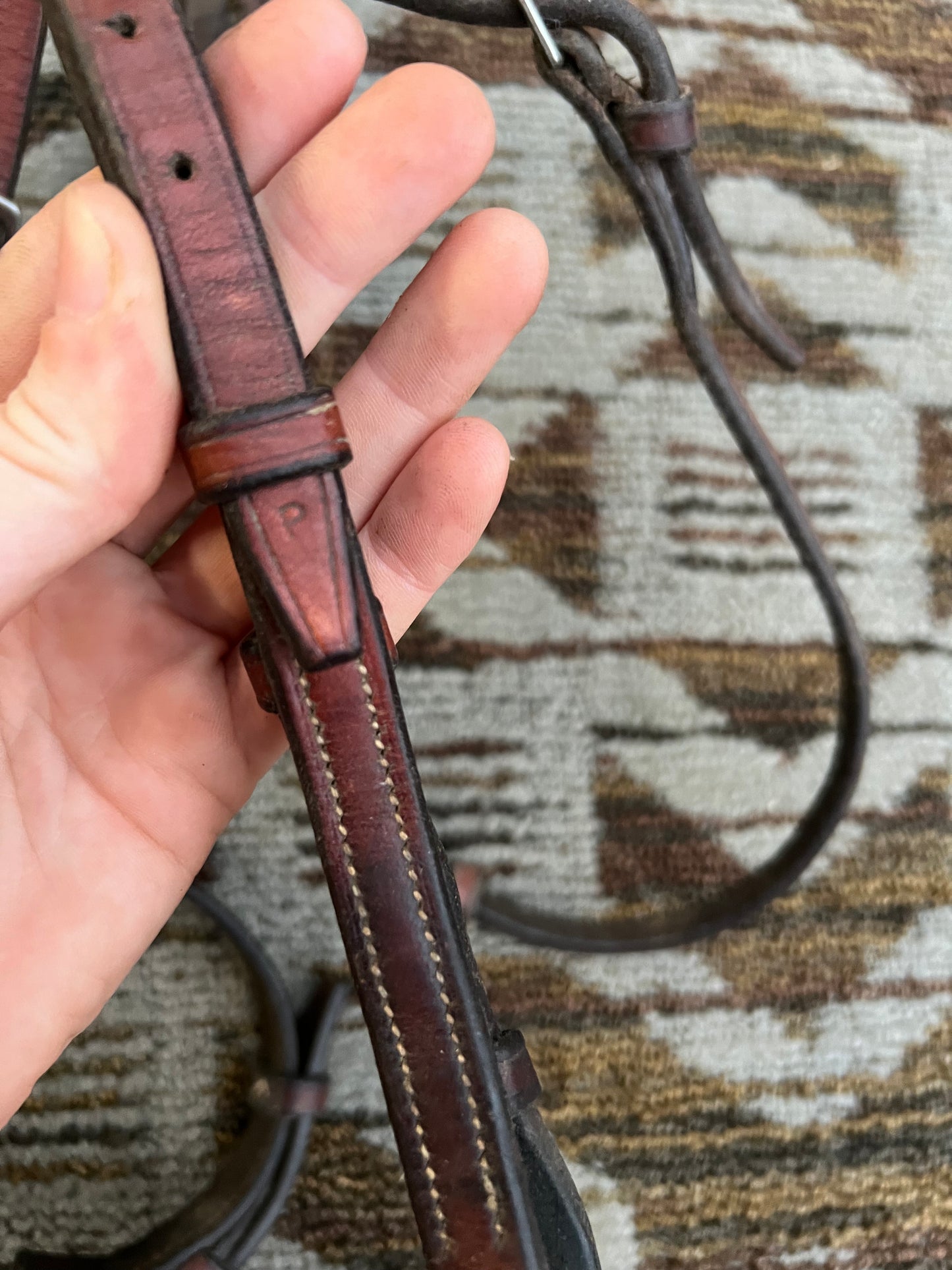 Chestnut Fancy Stitched Pony Bridle