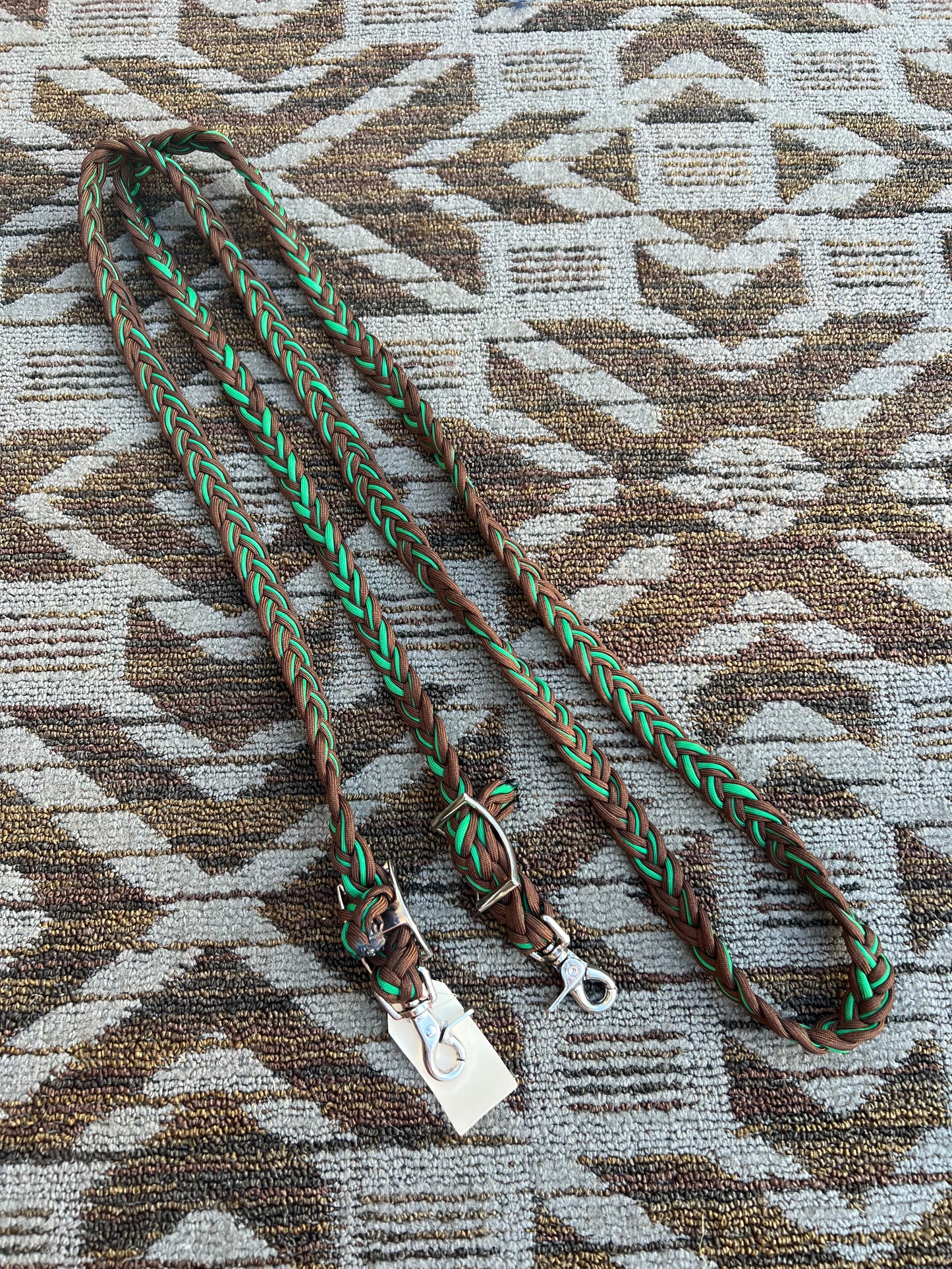 Brown/Green Paracord Loop Reins