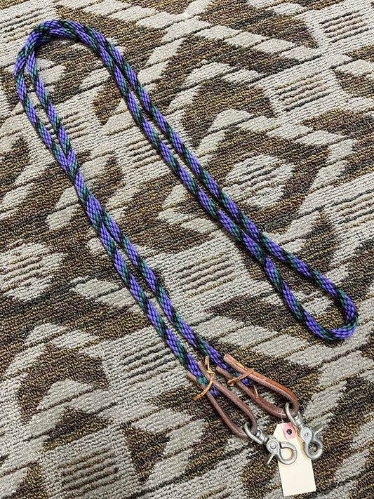 Thin Purple Striped Loop Reins