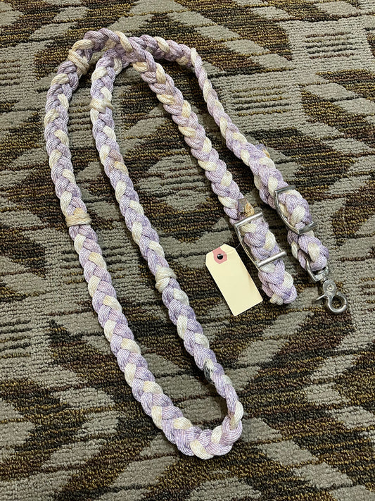 Purple & White Braided Reins