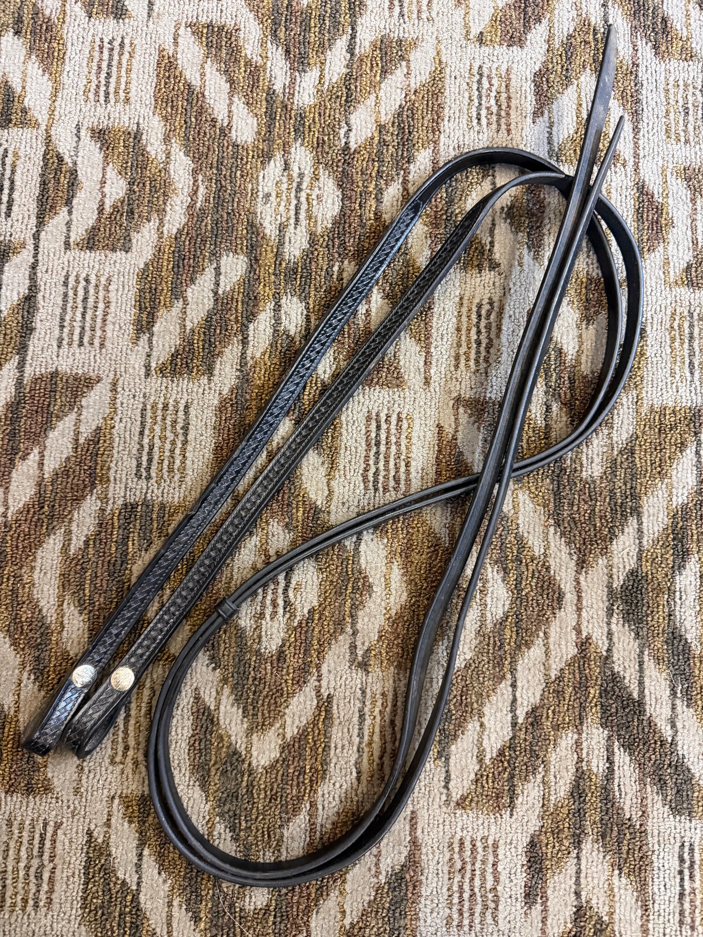 Tooled Black Leather Split Reins