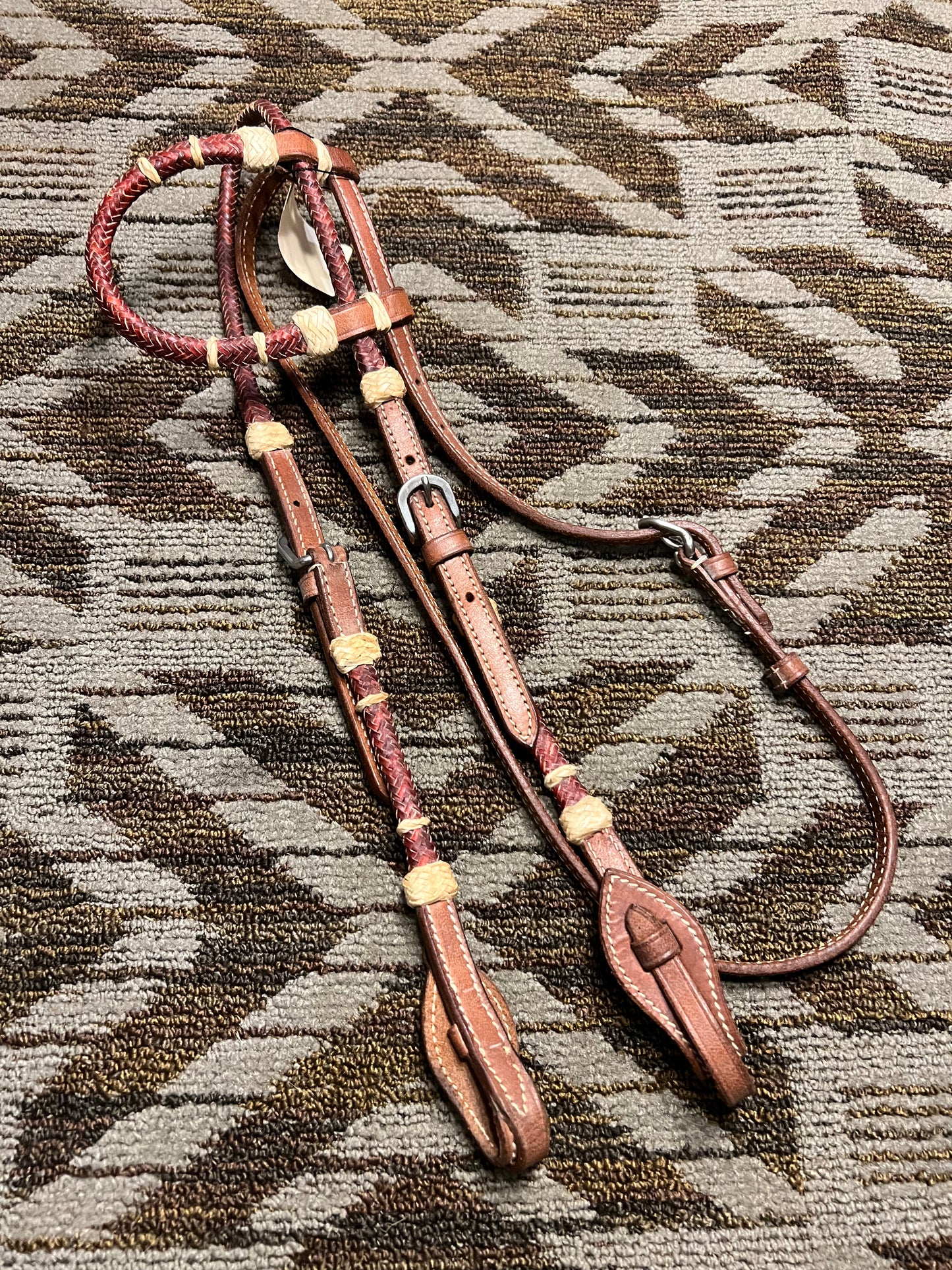 One Ear Headstall w/ Buckles and Rawhide Accents