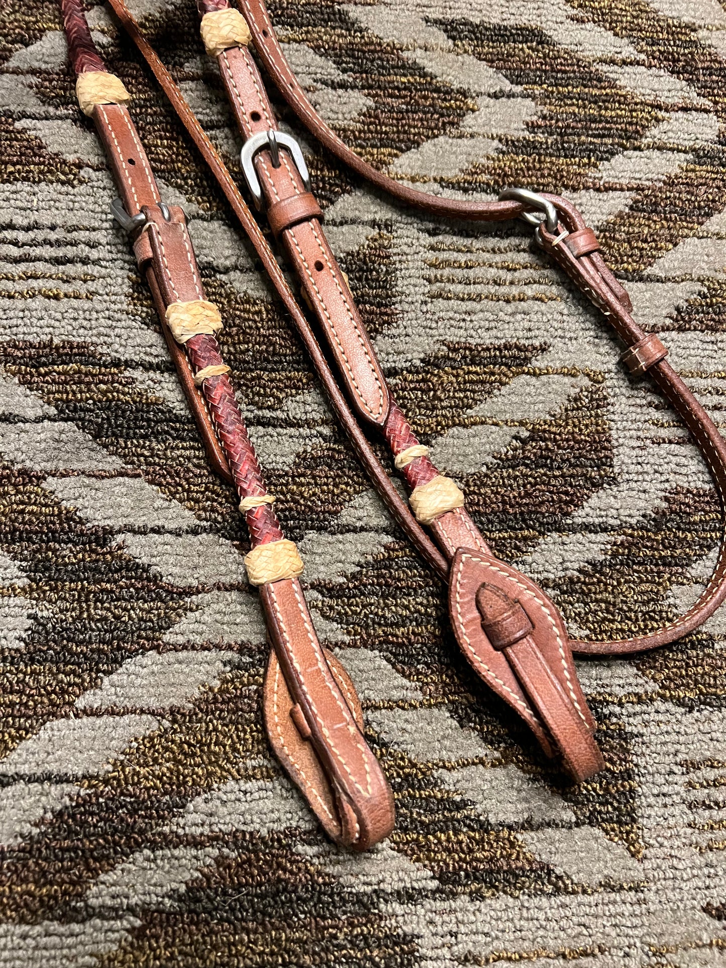 One Ear Headstall w/ Buckles and Rawhide Accents