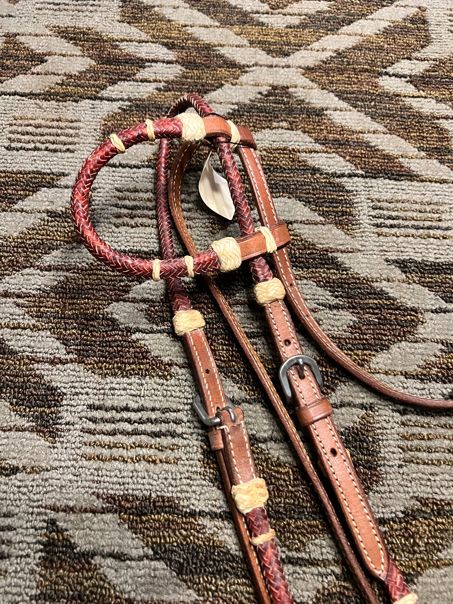 One Ear Headstall w/ Buckles and Rawhide Accents