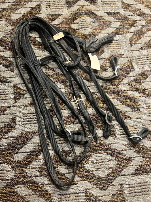 Black Nylon Tuffy Headstall w/ Matching Reins