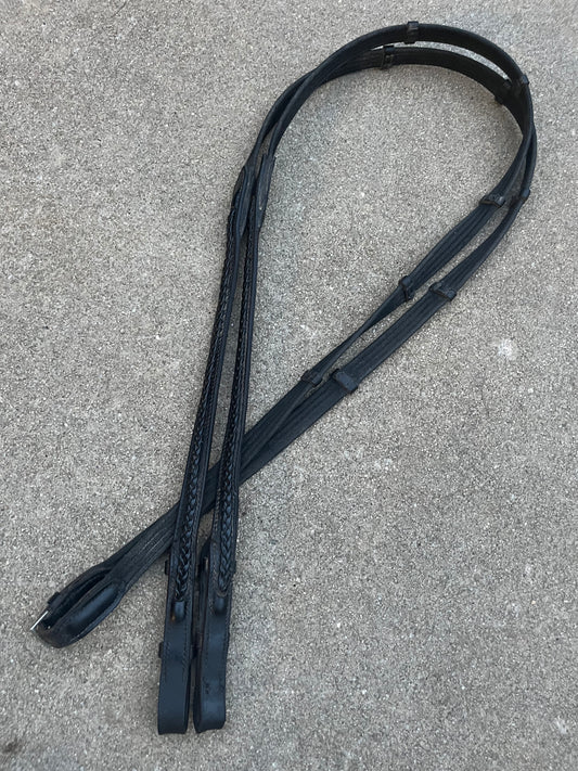 Braided Black Webbed Reins