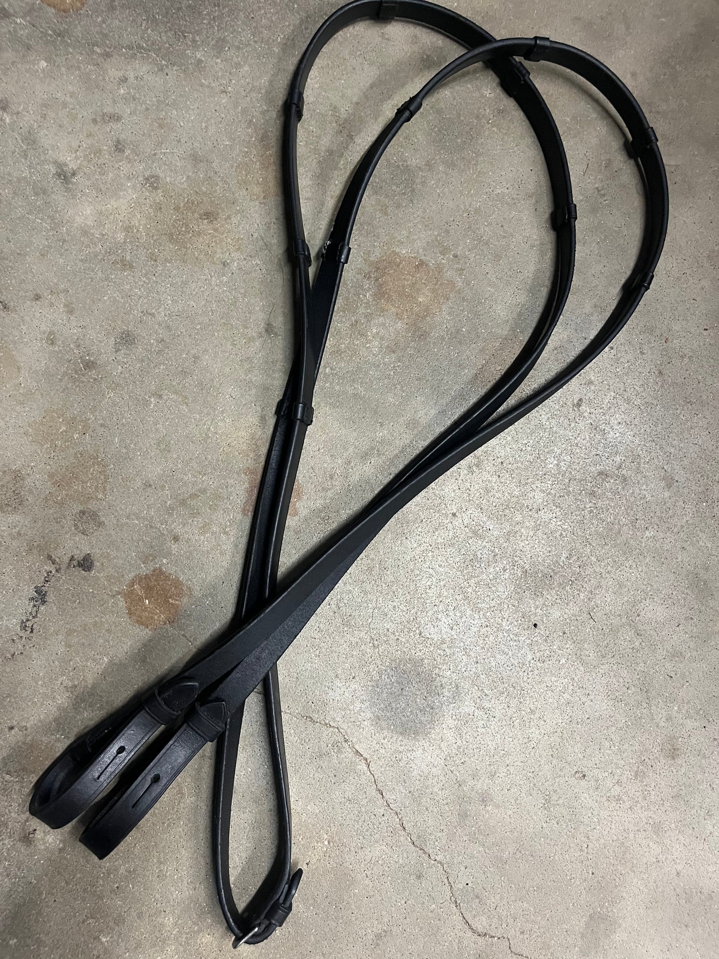 Black Leather Webbed Reins