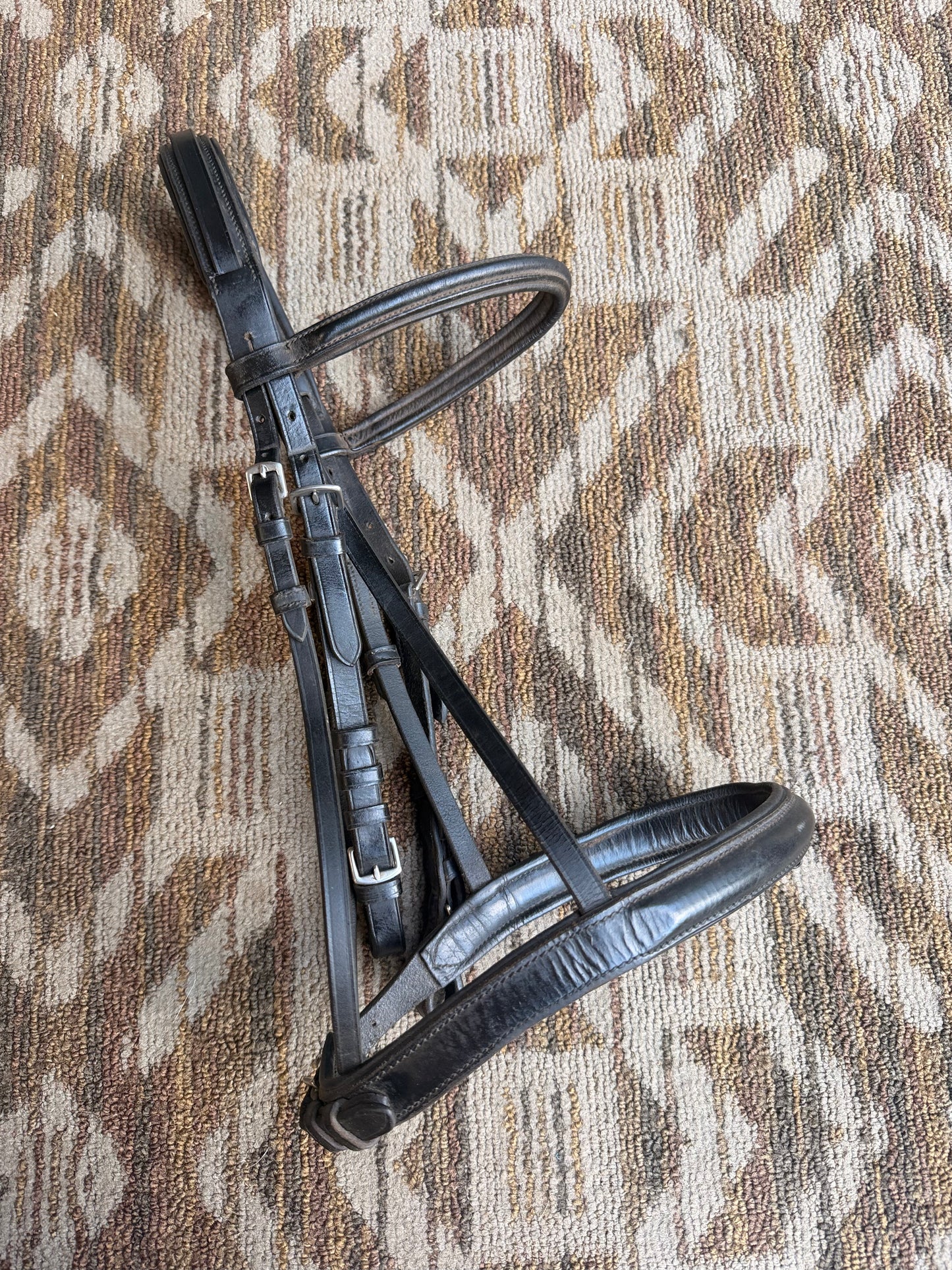 Black Padded Dressage Bridle w/ Padded Crown