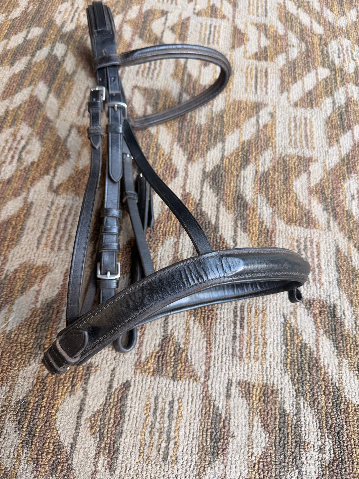 Black Padded Dressage Bridle w/ Padded Crown