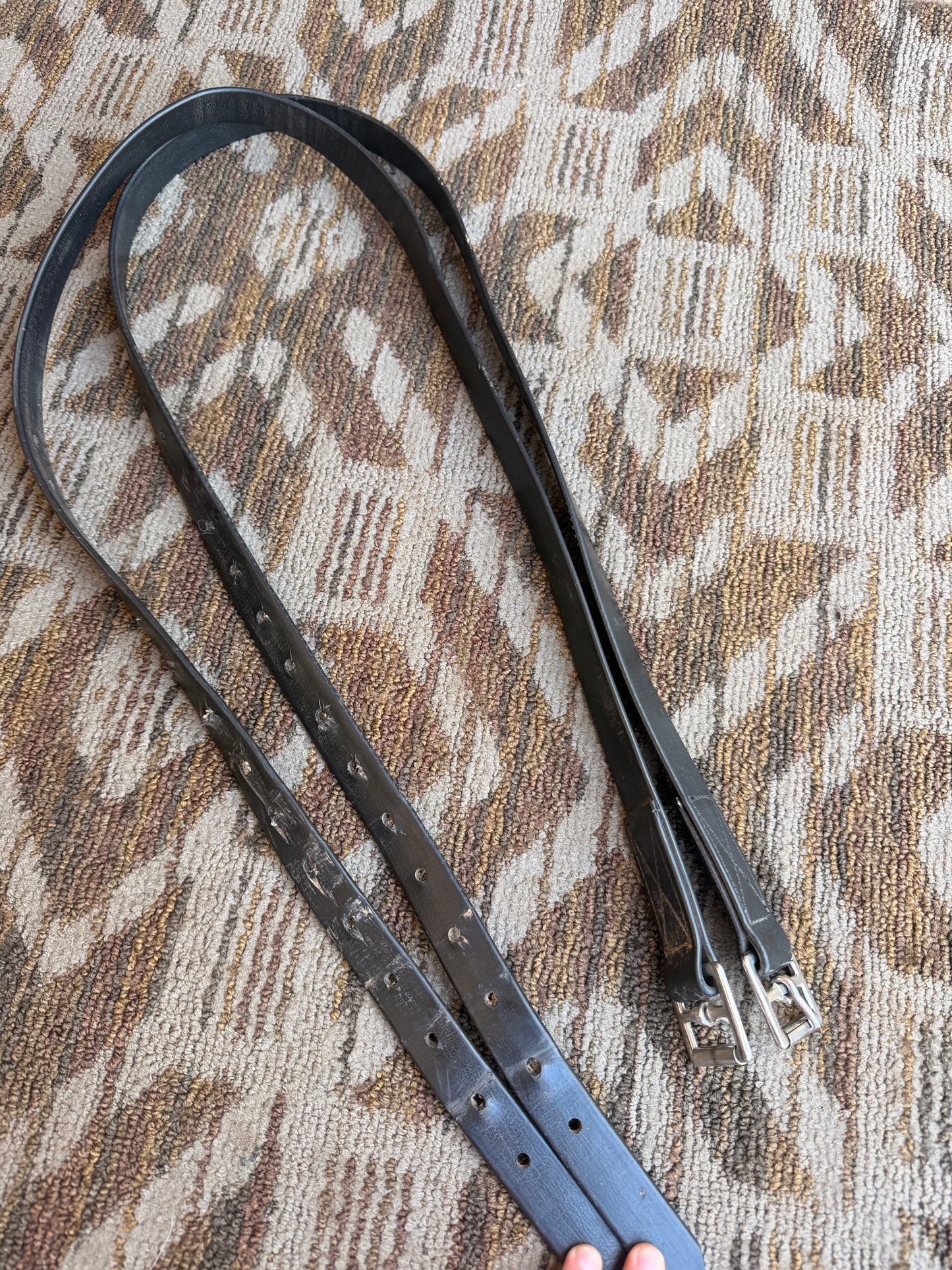 Black Biothane Stirrup Leathers - 54”