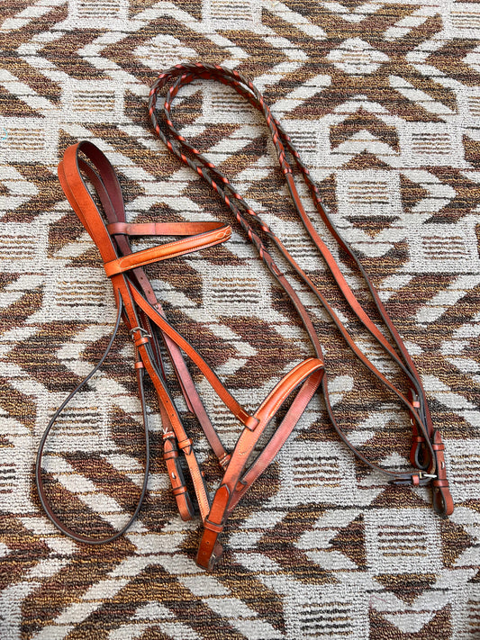 Chestnut Fancy Stitched Bridle w/ Matching Reins - XF