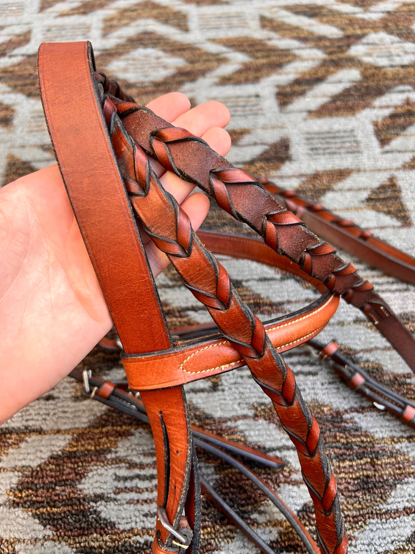 Chestnut Fancy Stitched Bridle w/ Matching Reins - XF